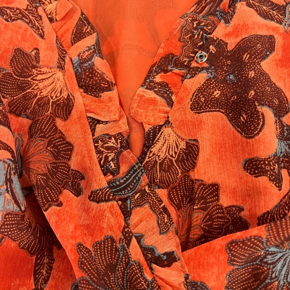 Rachel Zoe Orange and Black Floral Blouse - Picture 5 of 7